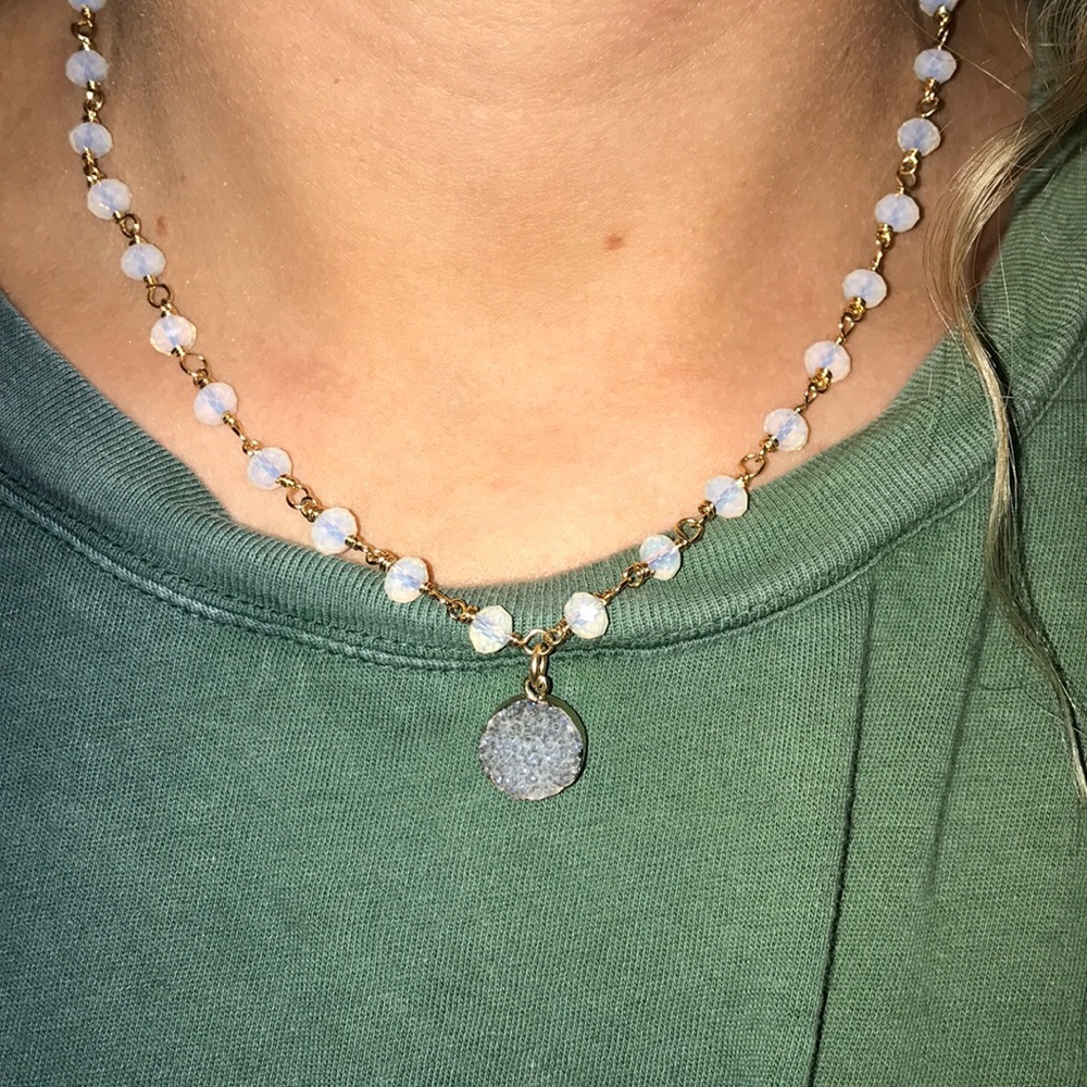 blue druzy necklace